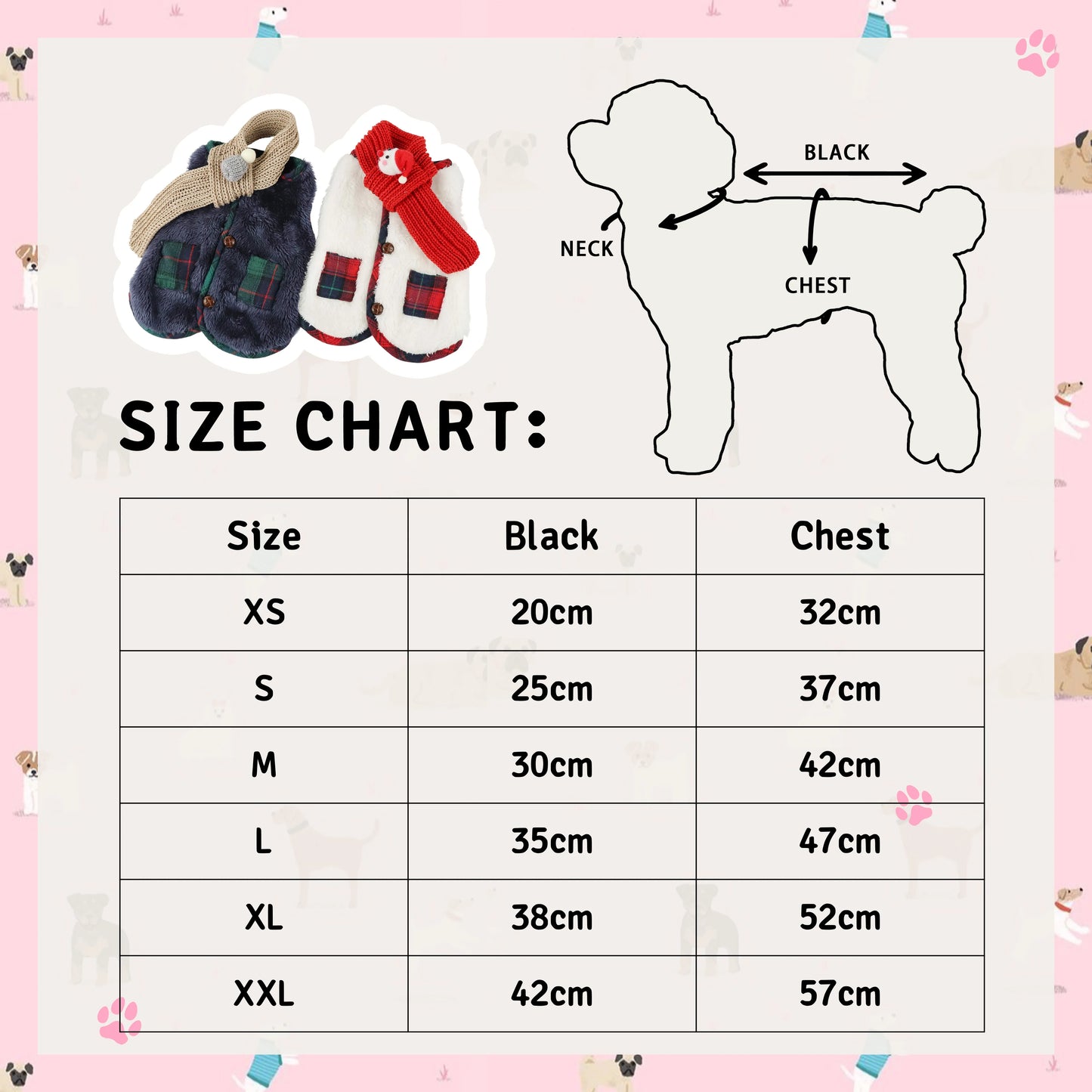 Plaid Winter Pet Coat with Knitted Scarf