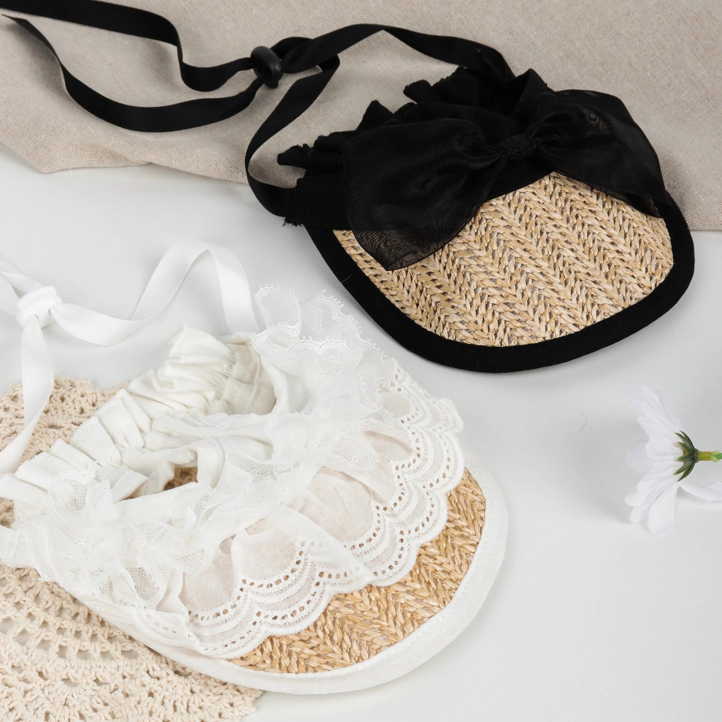 Cute Lace Straw Hat for Pets – French Vintage Summer Style