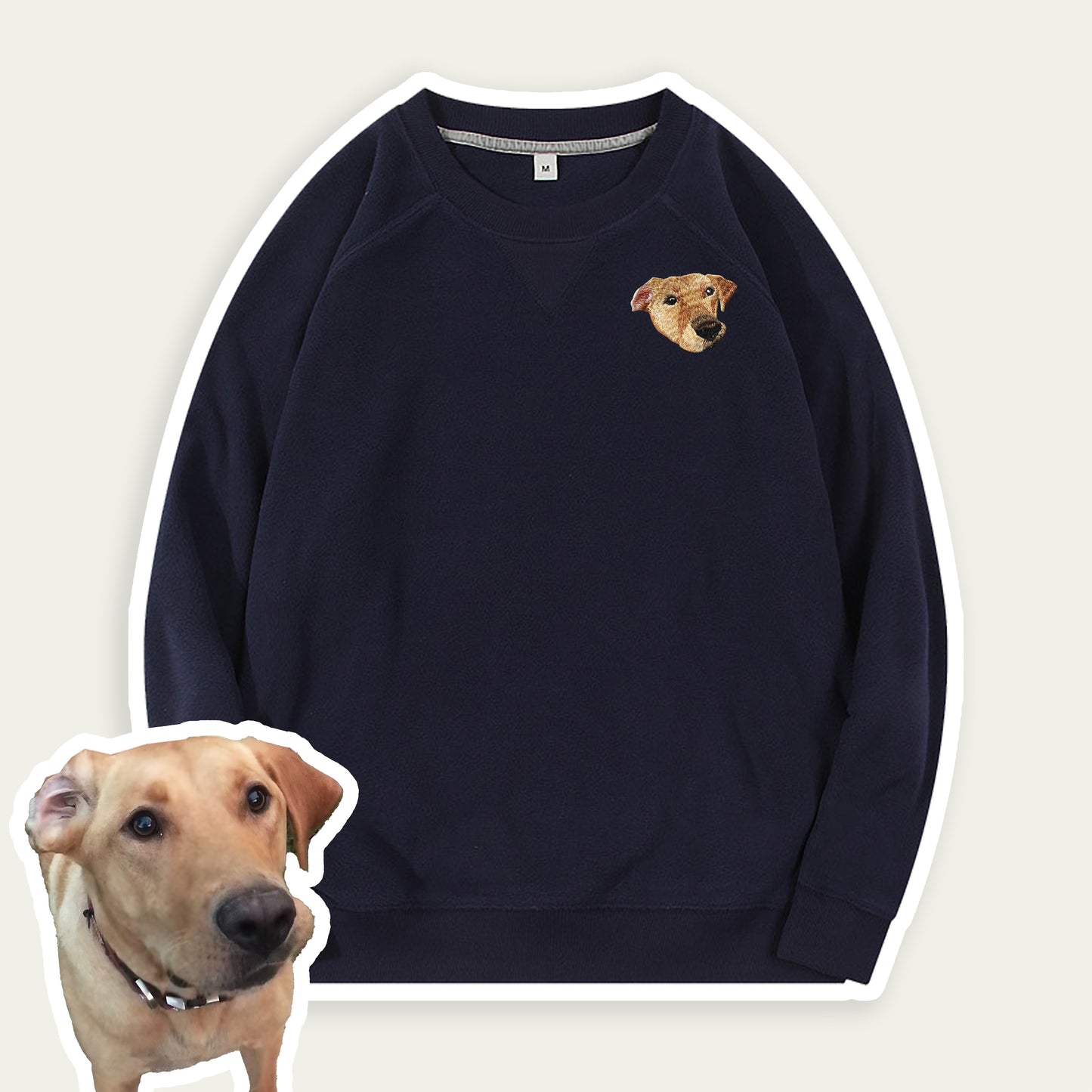 Custom Embroidered Pet Portrait Sherpa Fleece Sweatshirt