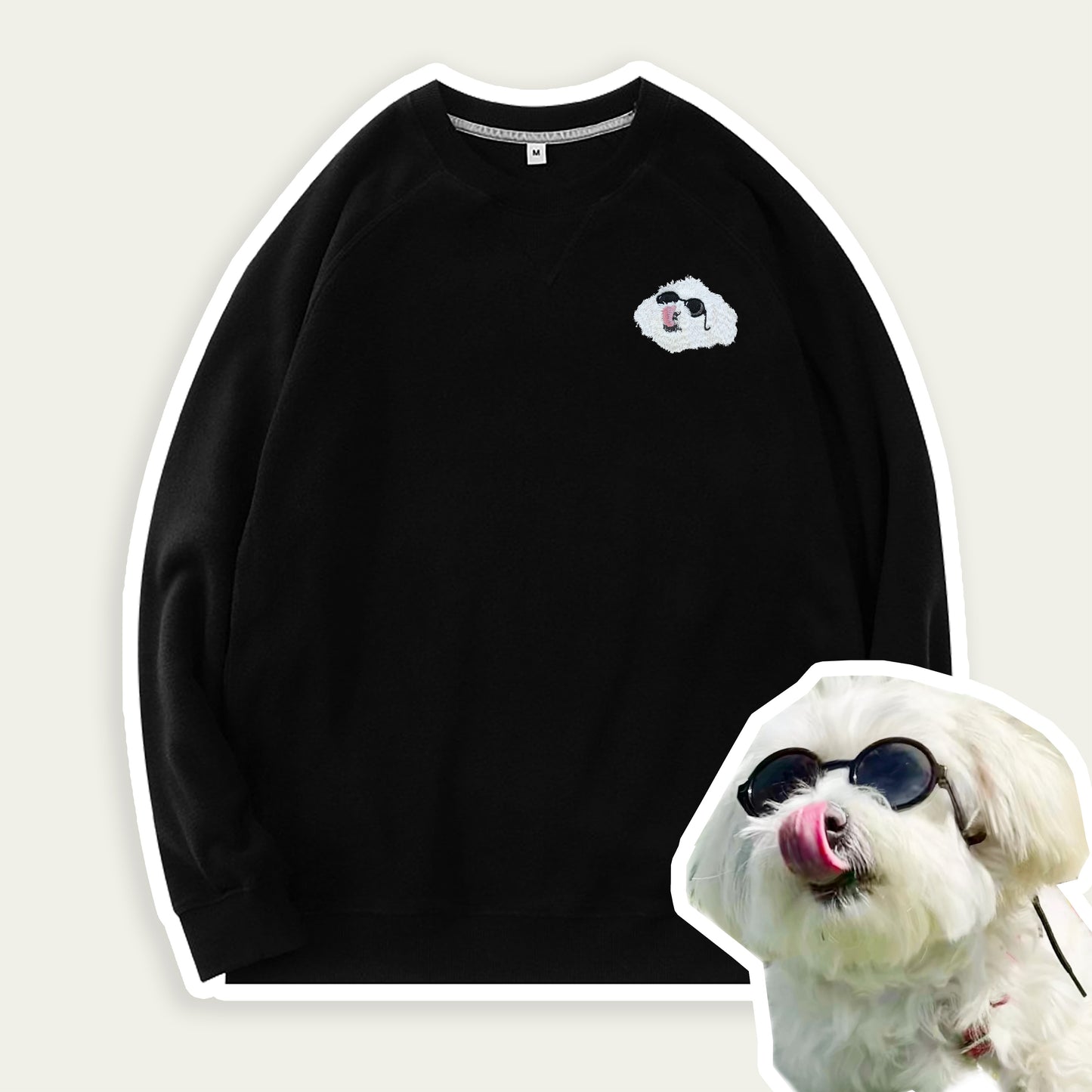 Custom Embroidered Pet Portrait Sherpa Fleece Sweatshirt