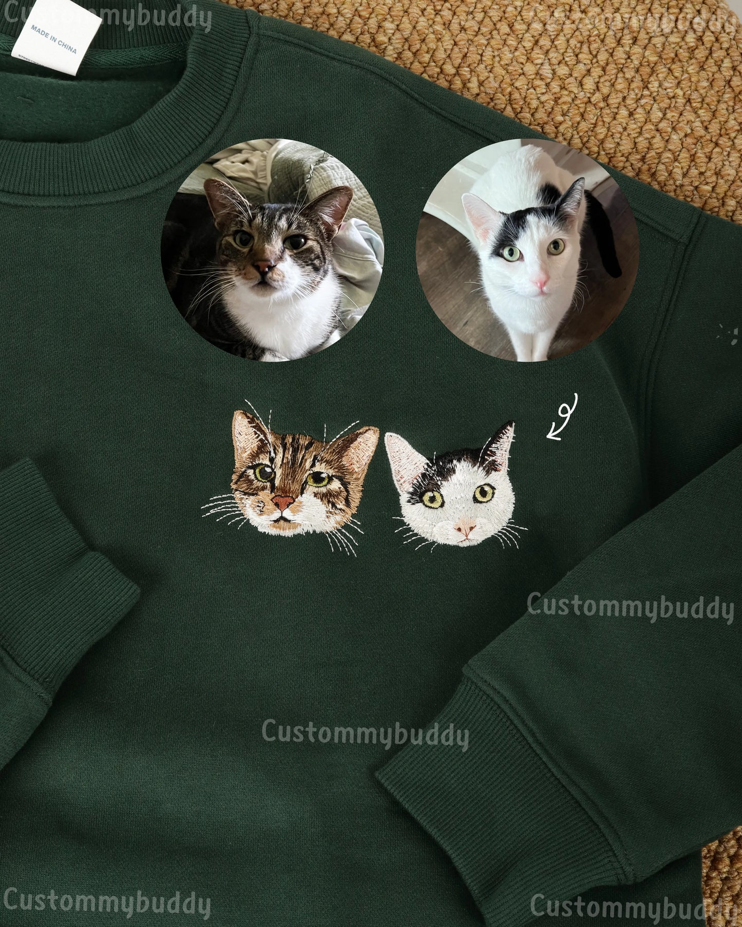 Custom Embroidered Pet Portrait Patch Sweatshirt