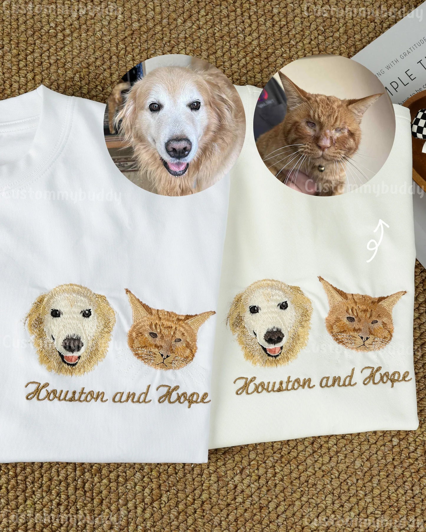 カスタムペット刺繍Tシャツ