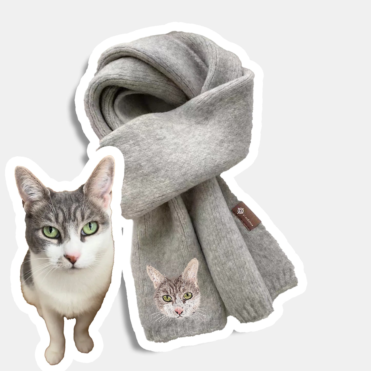 Custom Embroidered Pet Portrait Woven Scarf