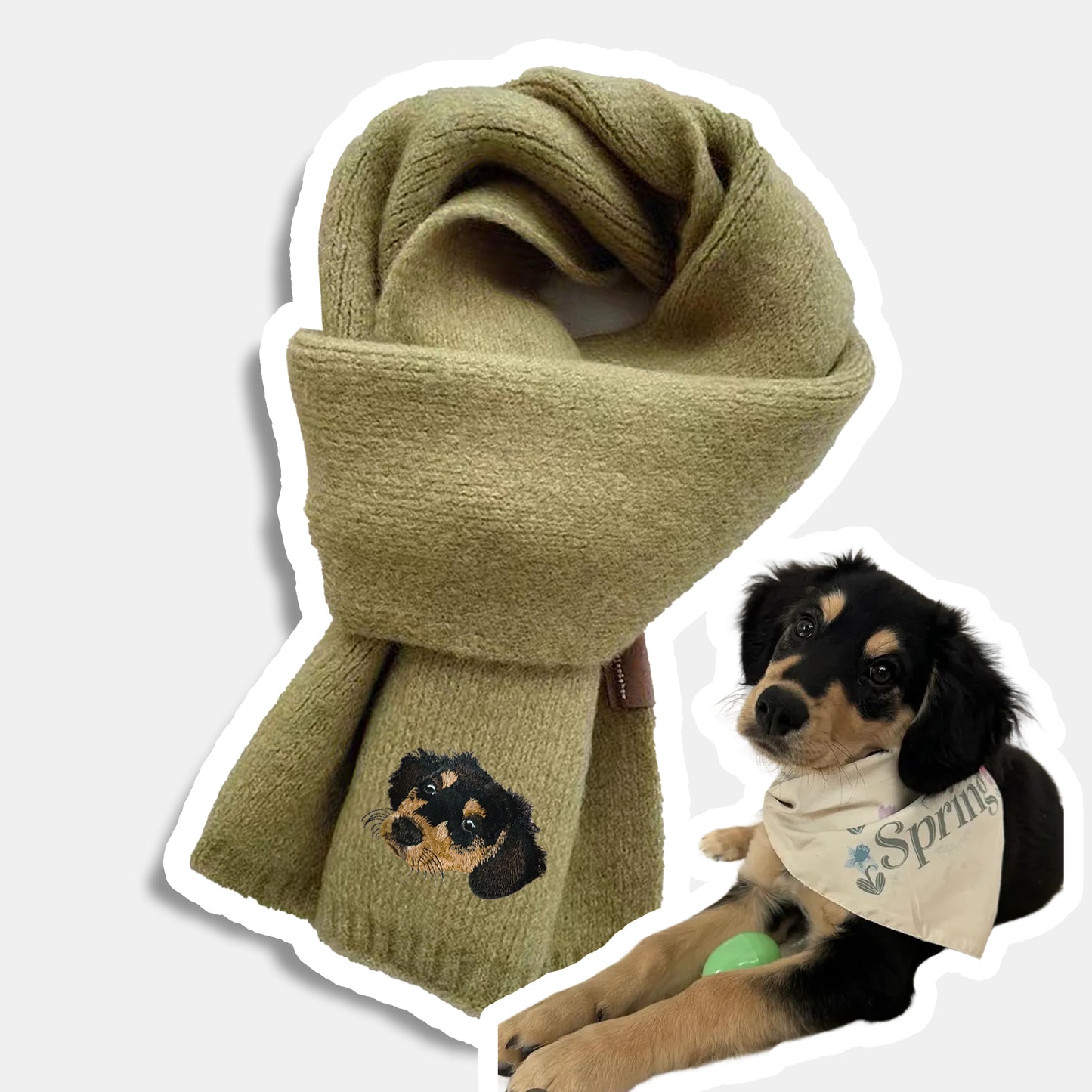 Custom Embroidered Pet Portrait Woven Scarf