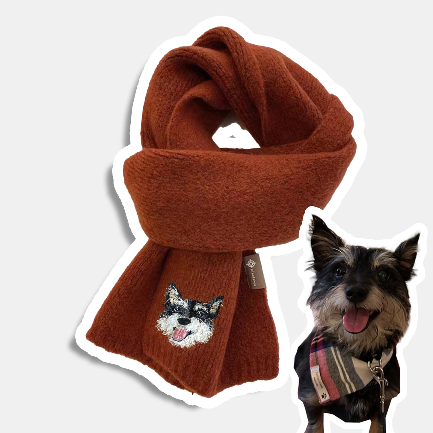 Custom Embroidered Pet Portrait Woven Scarf