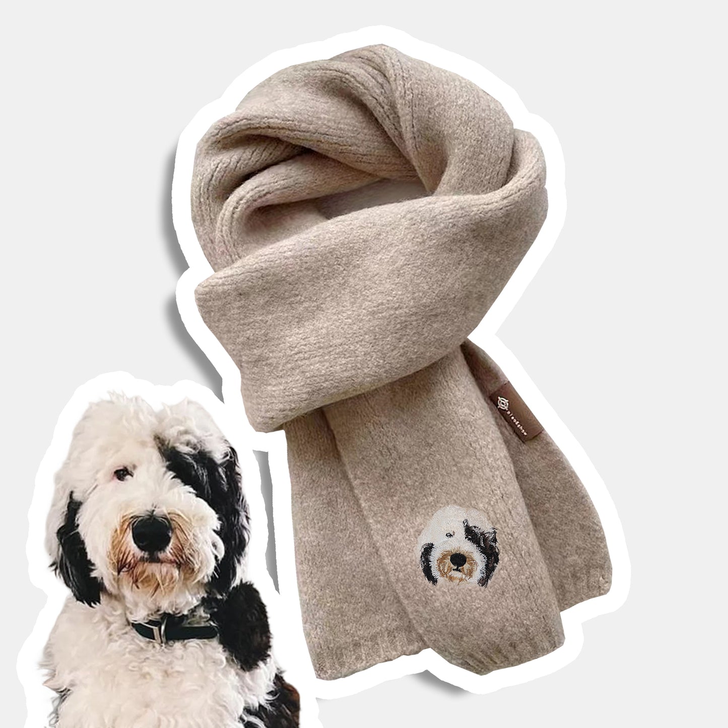 Custom Embroidered Pet Portrait Woven Scarf