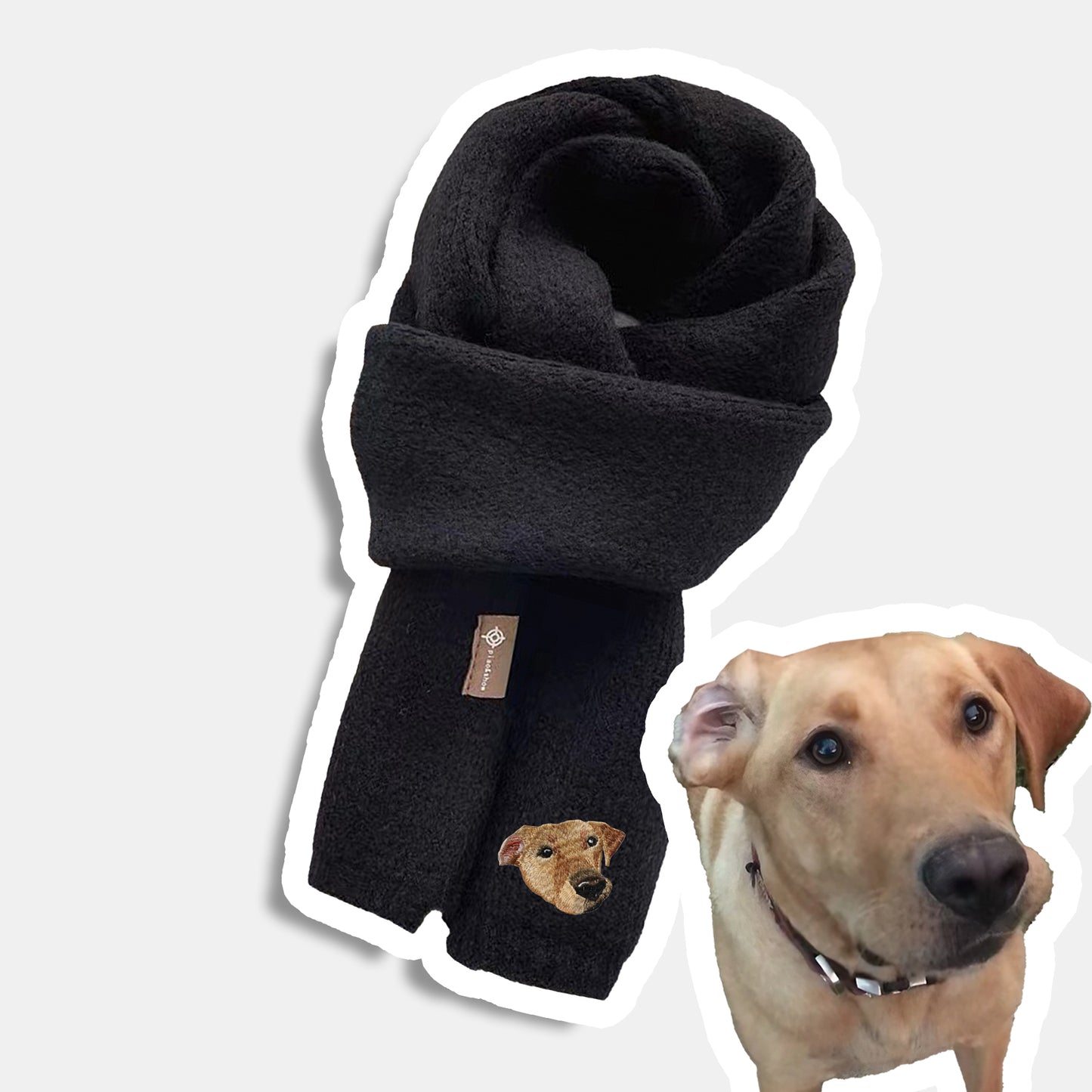 Custom Embroidered Pet Portrait Woven Scarf