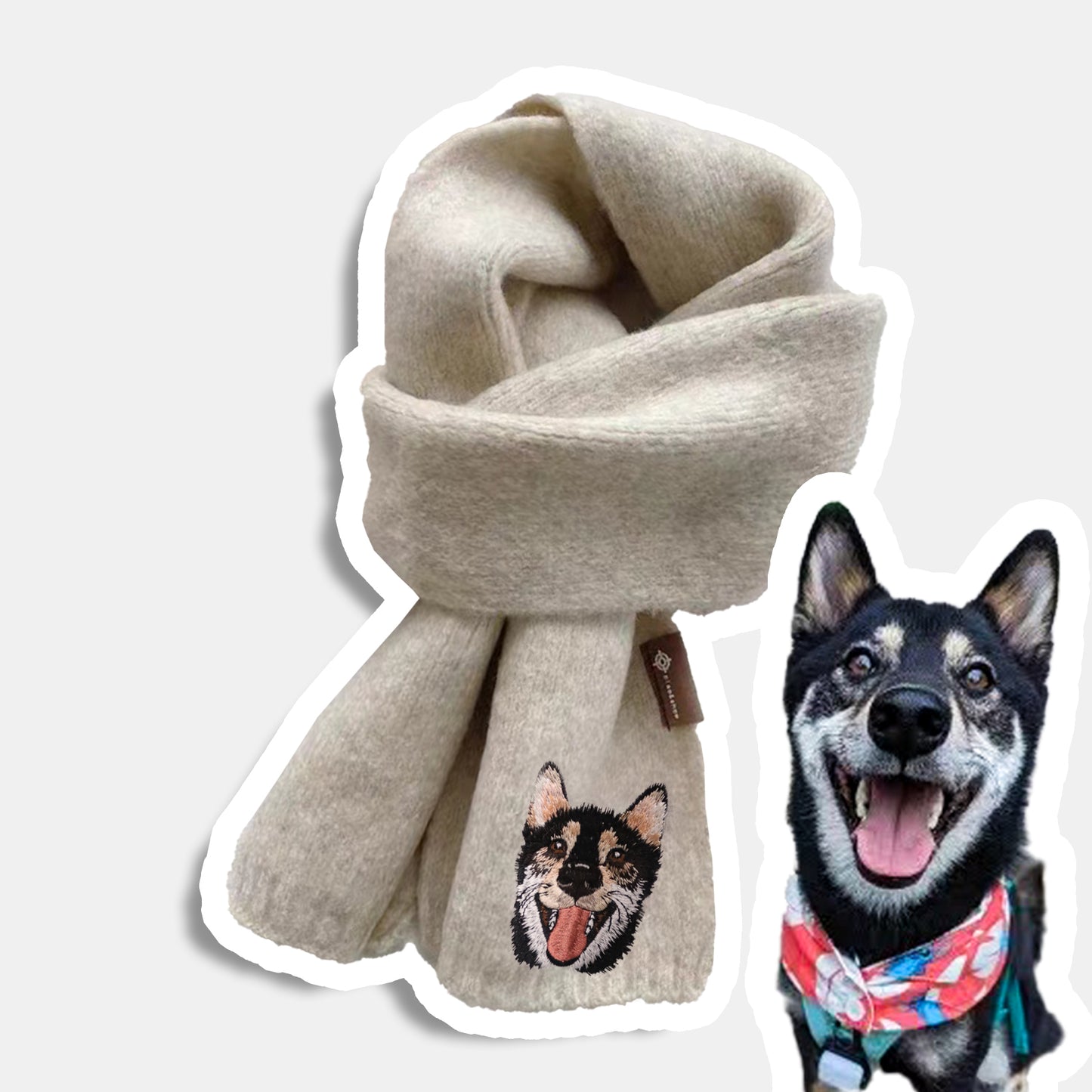Custom Embroidered Pet Portrait Woven Scarf