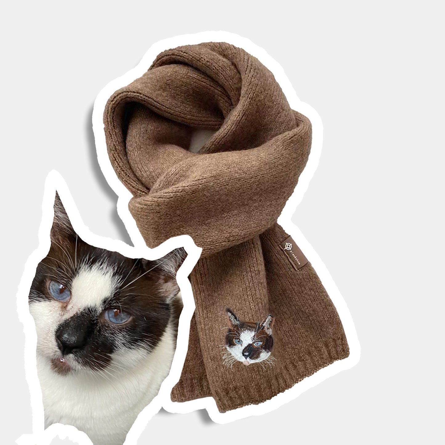Custom Embroidered Pet Portrait Woven Scarf