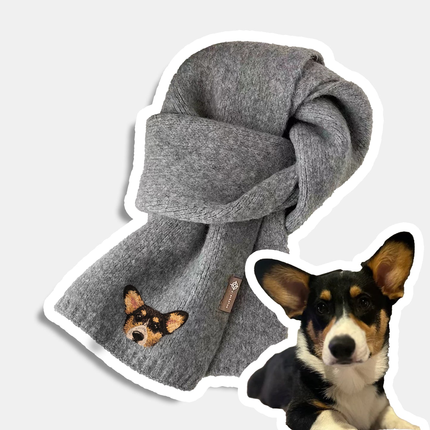 Custom Embroidered Pet Portrait Woven Scarf