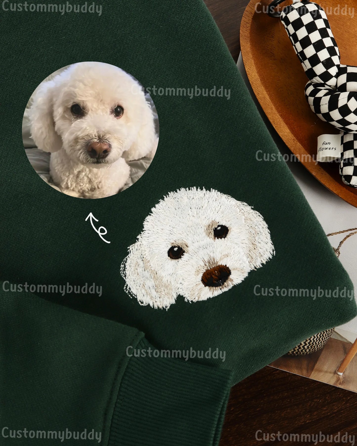 Custom Embroidered Pet Portrait Patch Sweatshirt