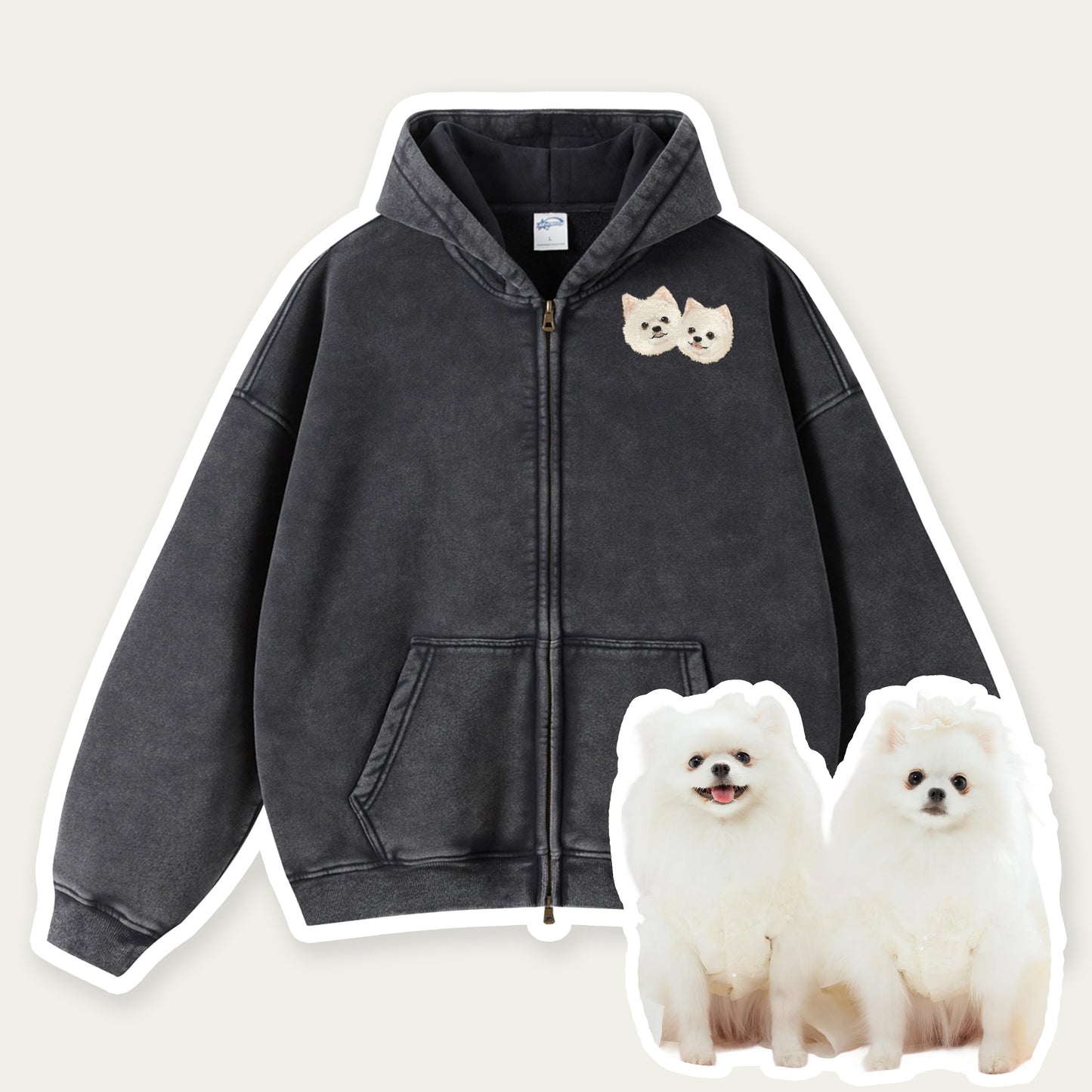 Custom Pet Vintage Zip-Up Hoodie
