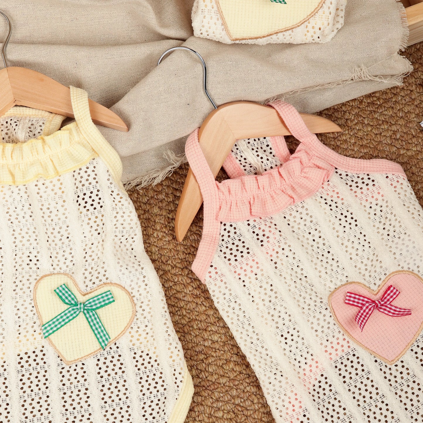 Cute Heart Bow Dog Dress – Strappy Summer Outfit for Small Dogs & Puppies