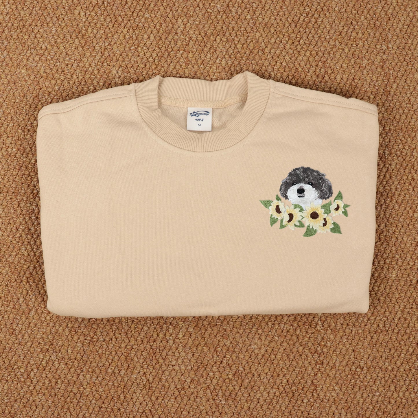 Custom Glow-in-the-Dark Embroidered Pet Portrait Sunflower Sweatshirt