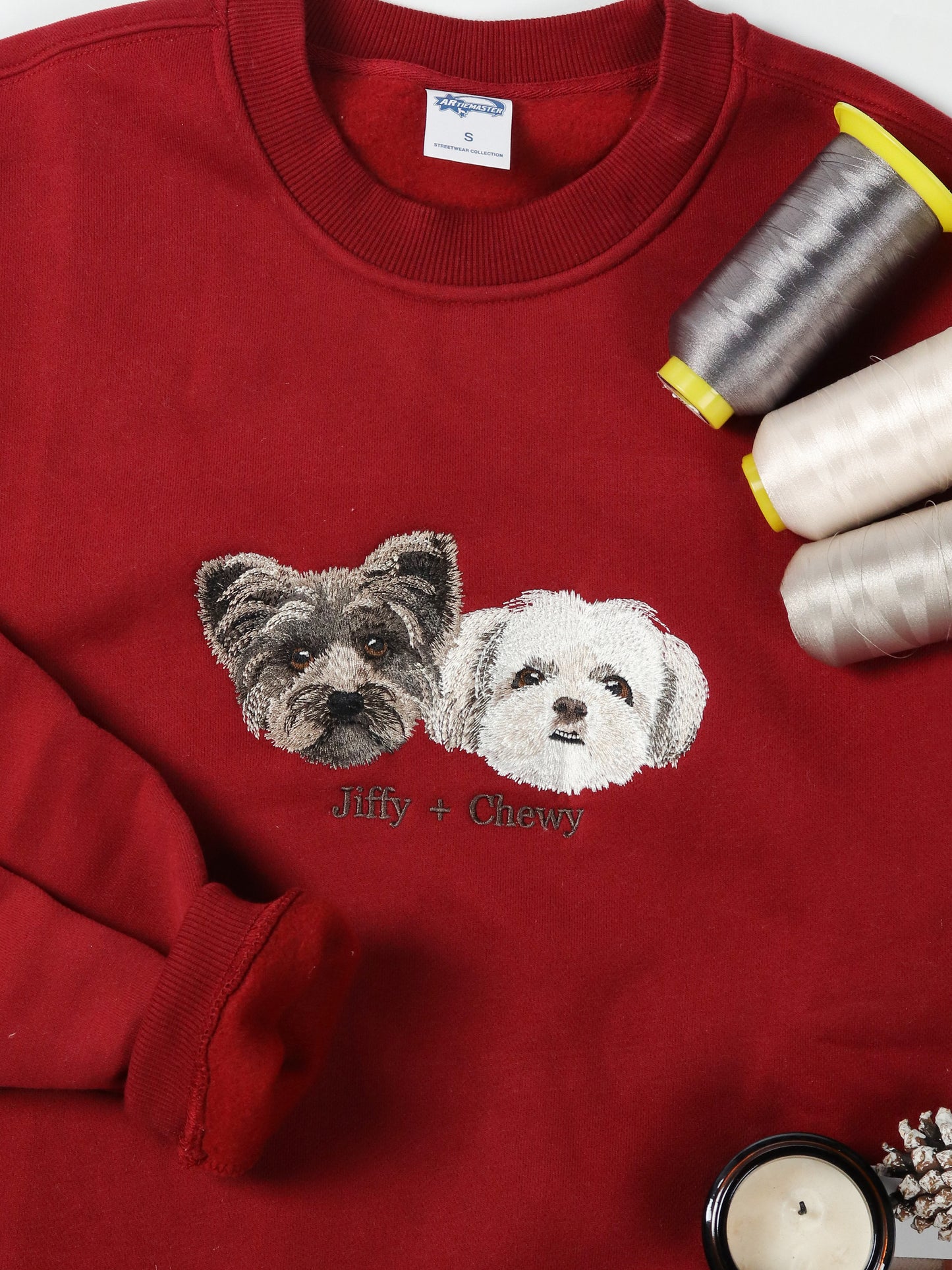 Custom Embroidered Pet Portrait Patch Sweatshirt