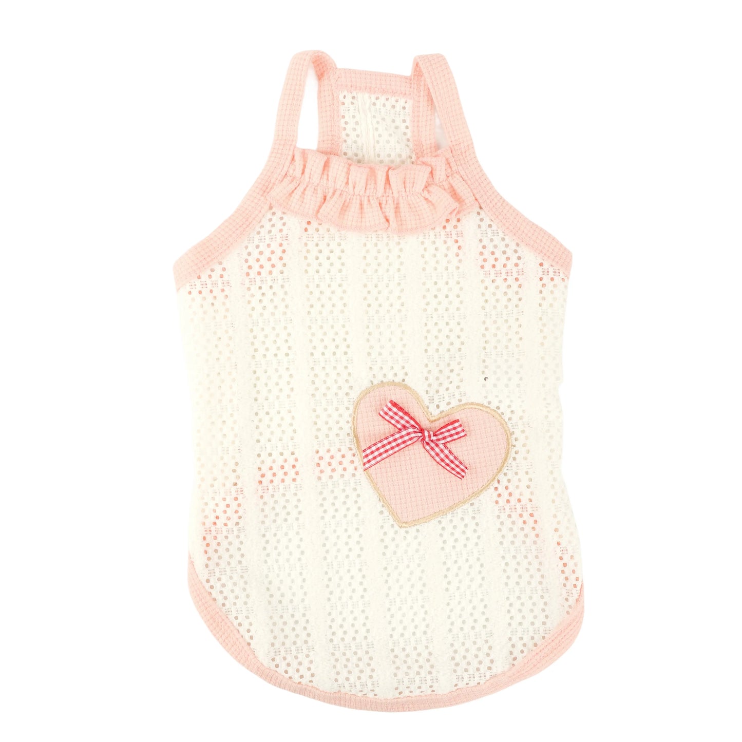 Cute Heart Bow Dog Dress – Strappy Summer Outfit for Small Dogs & Puppies