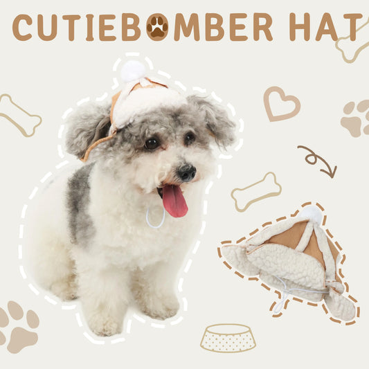 Cutie Bomber Hat Aviator Pet Hat with Pom-Pom