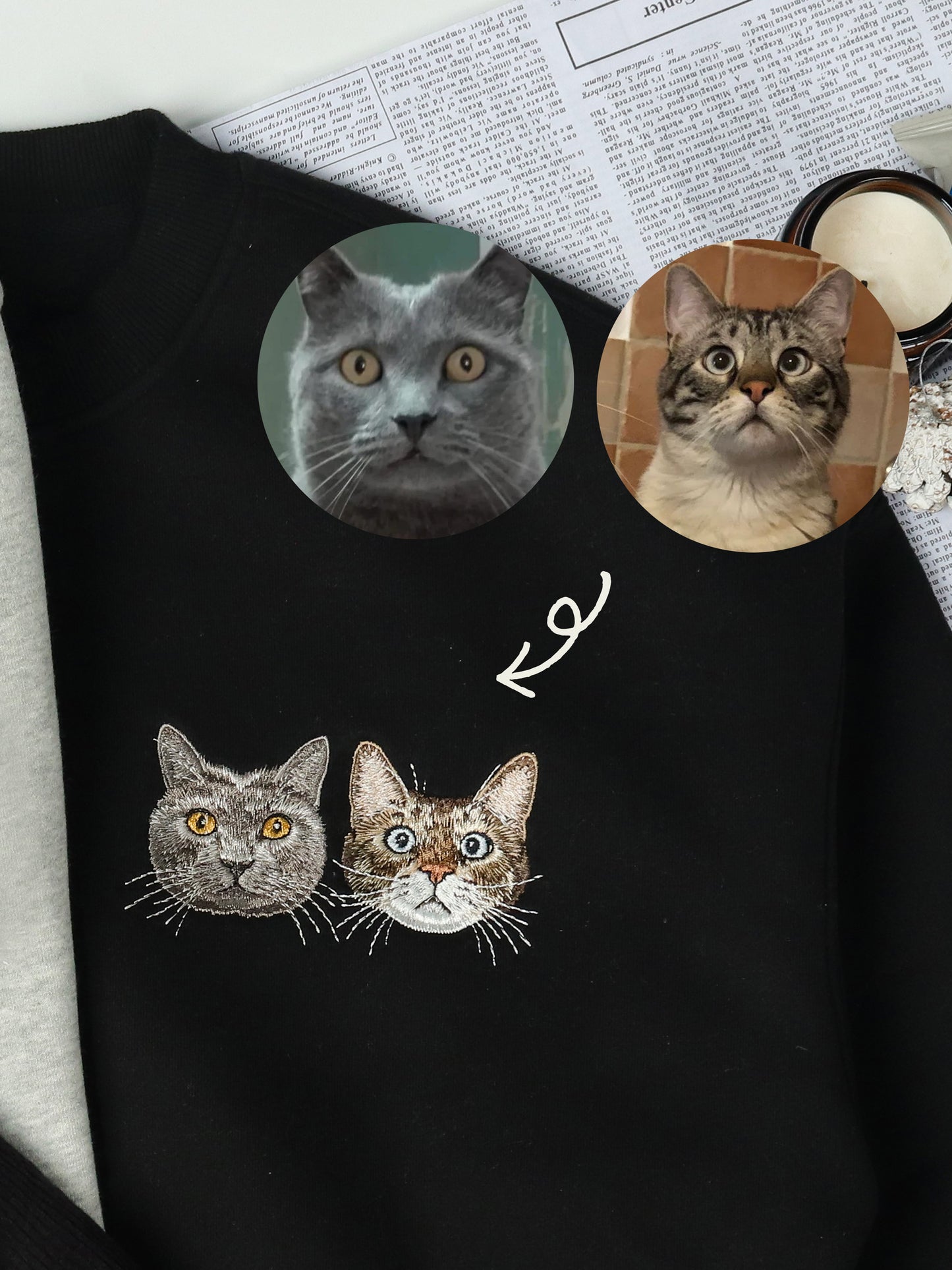 Custom Embroidered Pet Portrait Patch Sweatshirt