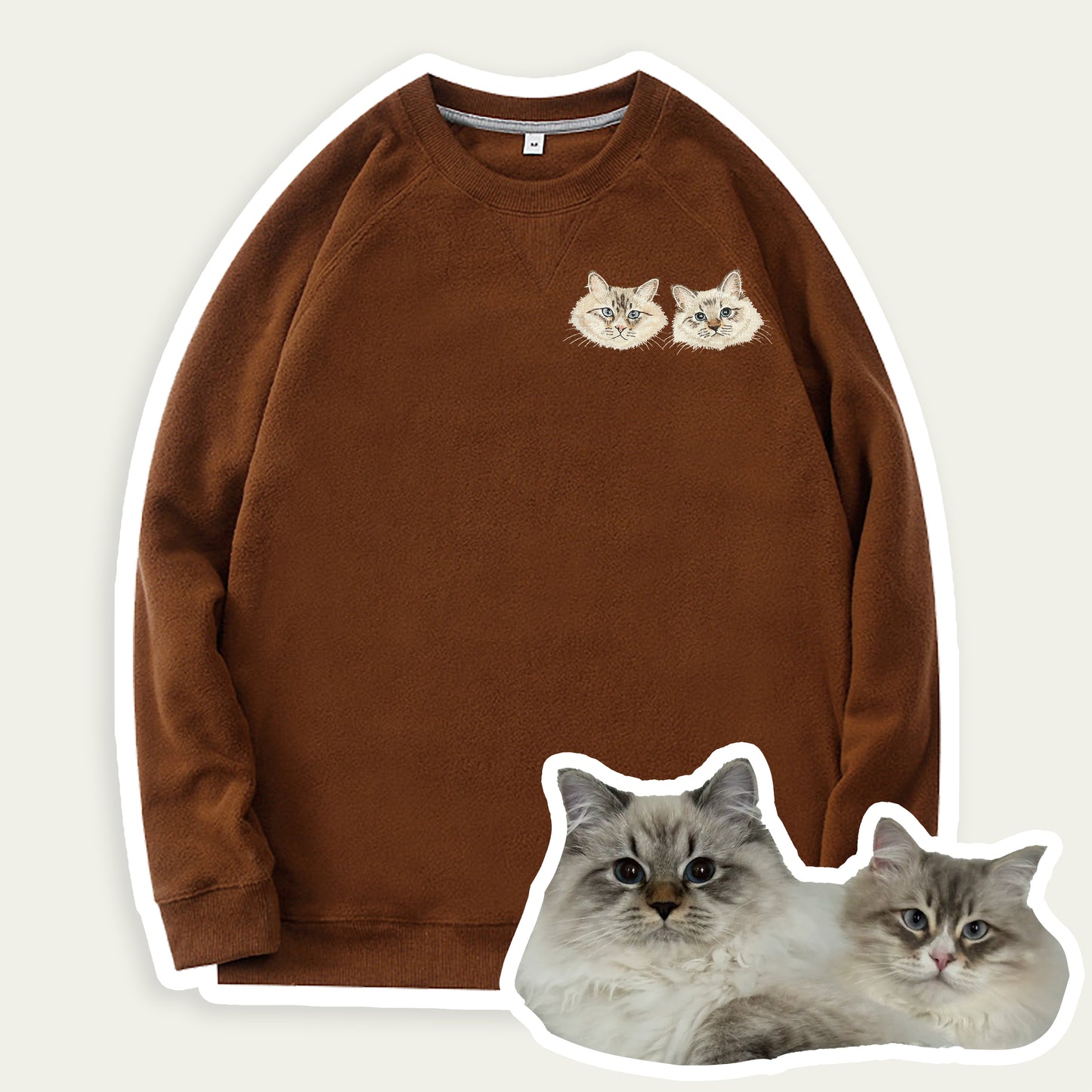 Custom Embroidered Pet Portrait Sherpa Fleece Sweatshirt