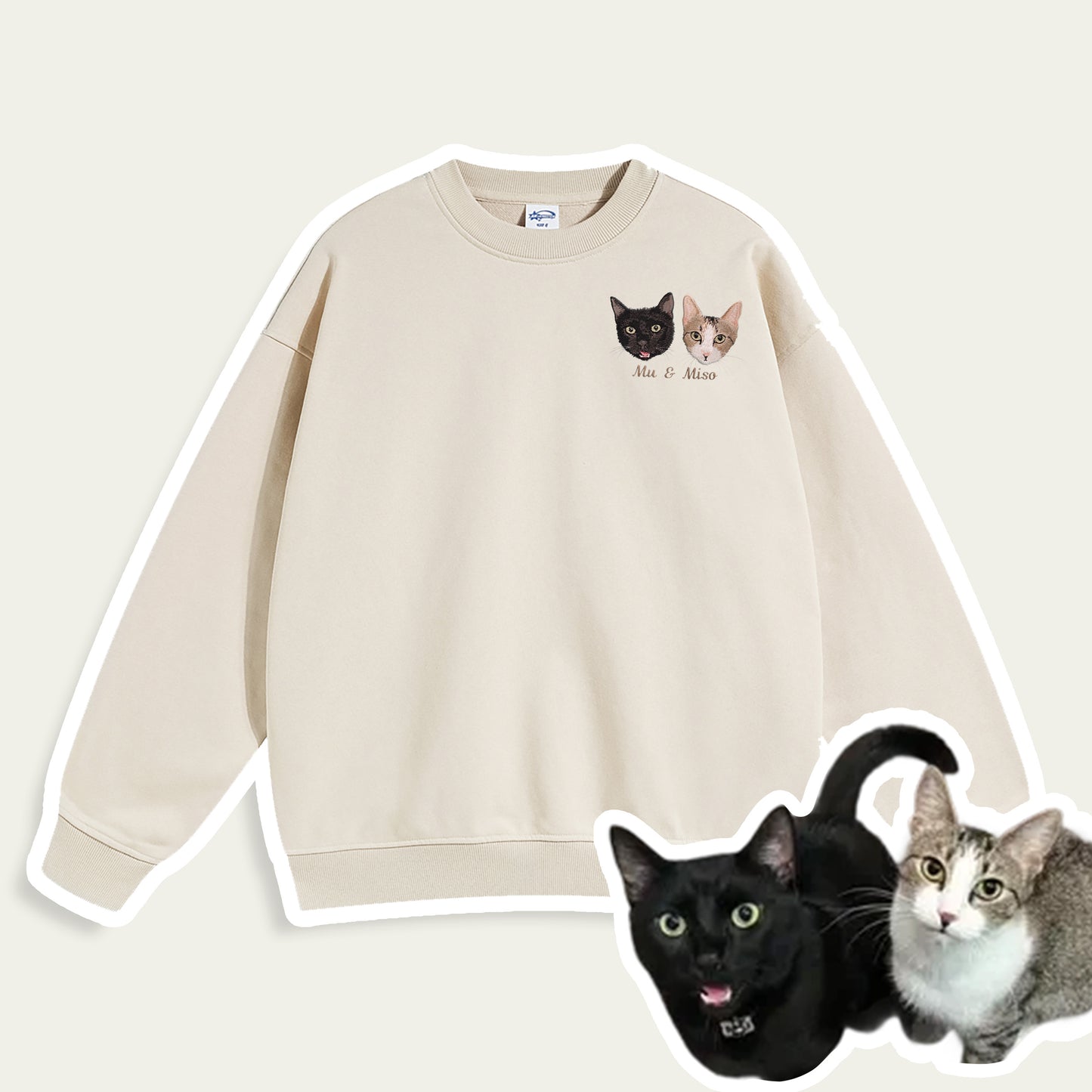 Custom Embroidered Pet Portrait Patch Sweatshirt