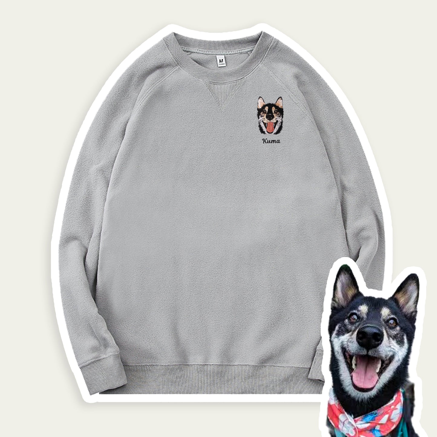 Custom Embroidered Pet Portrait Sherpa Fleece Sweatshirt