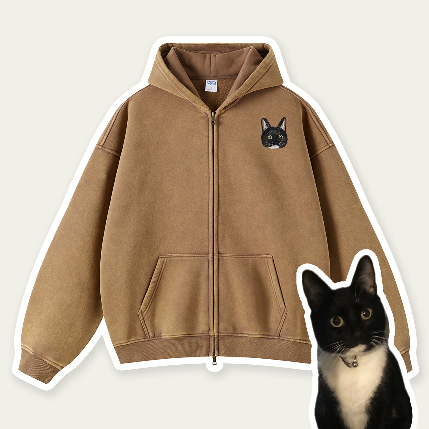 Custom Pet Vintage Zip-Up Hoodie