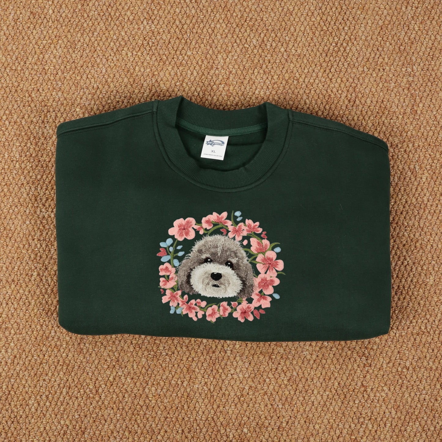 Custom Glow-in-the-Dark Embroidered Pet Portrait Sakura Sweatshirt