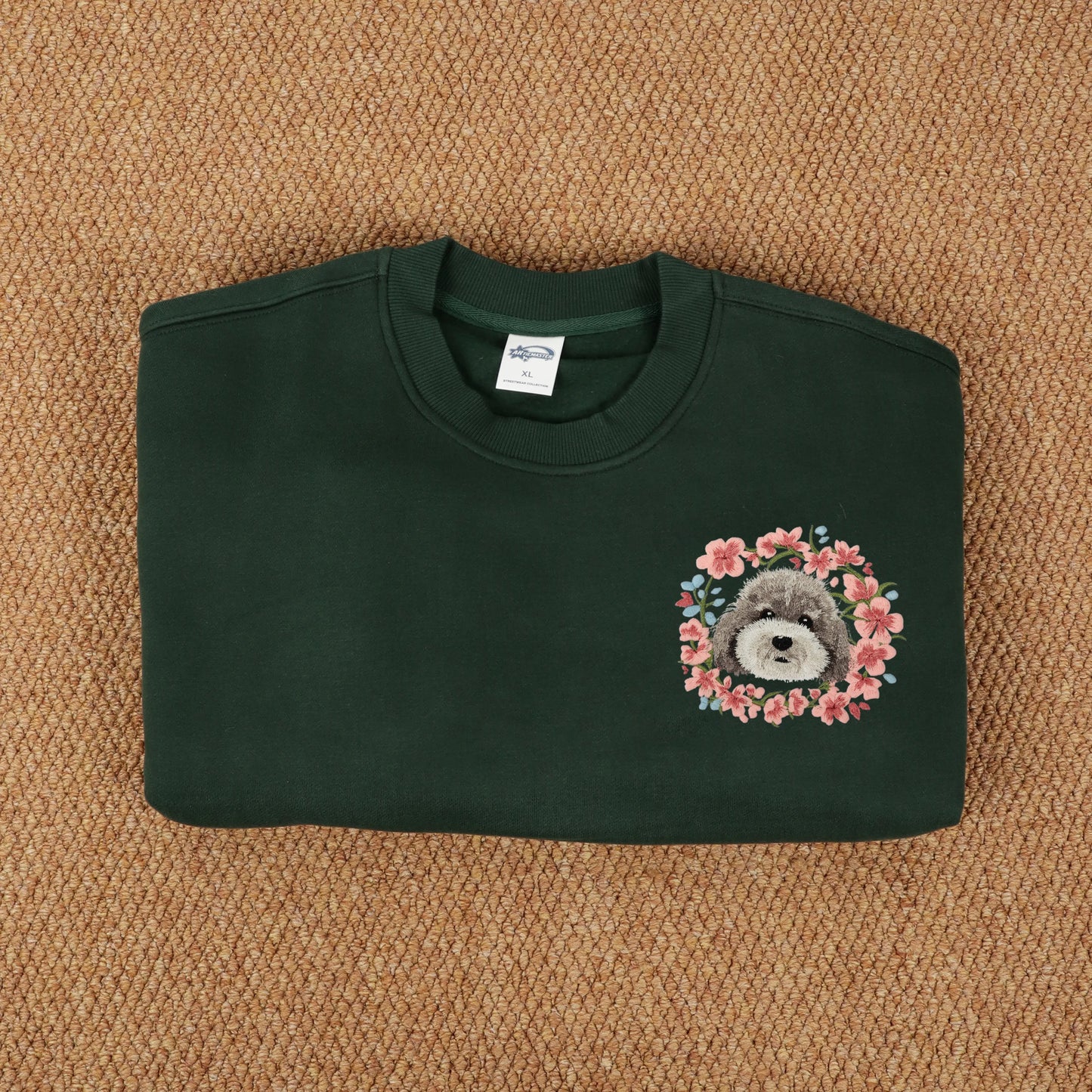 Custom Glow-in-the-Dark Embroidered Pet Portrait Sakura Sweatshirt