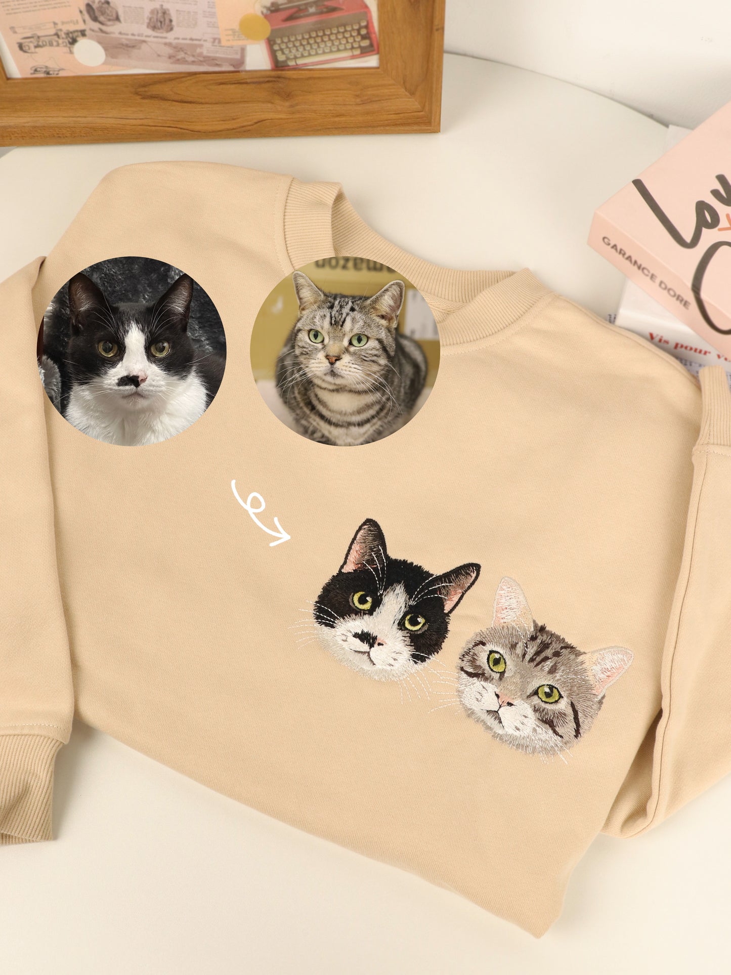 Custom Embroidered Pet Portrait Patch Sweatshirt
