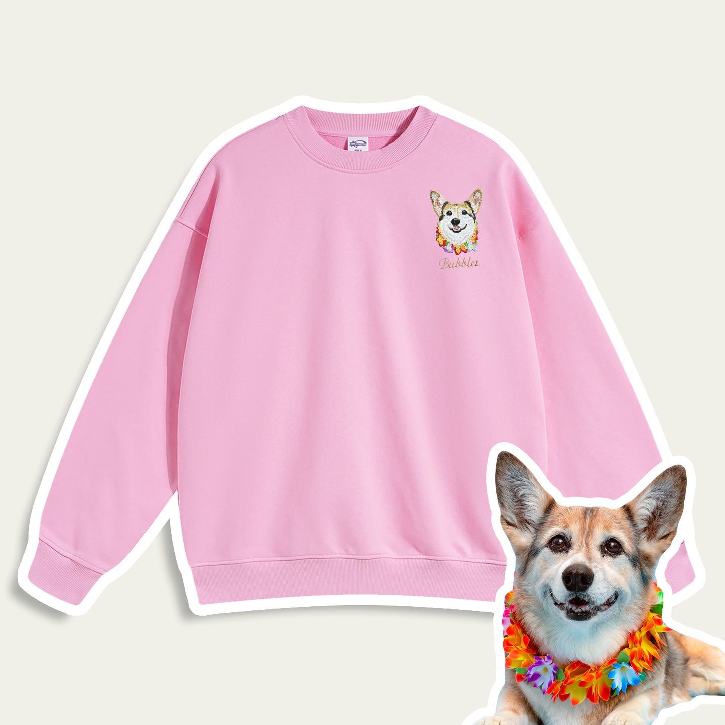 Custom Embroidered Pet Portrait Patch Sweatshirt