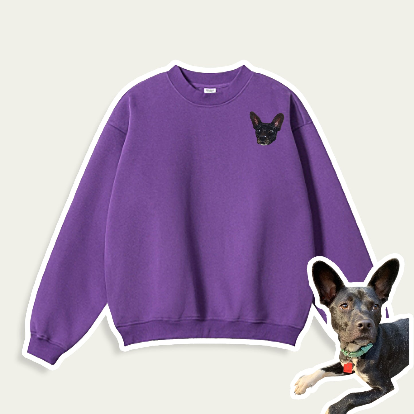 Custom Embroidered Pet Portrait Patch Sweatshirt