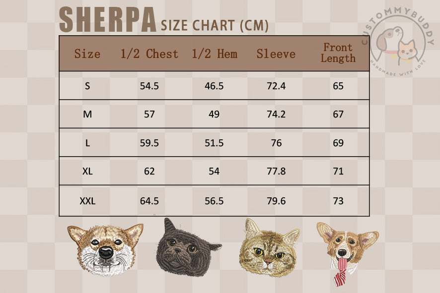 Custom Embroidered Pet Portrait Sherpa Fleece Sweatshirt