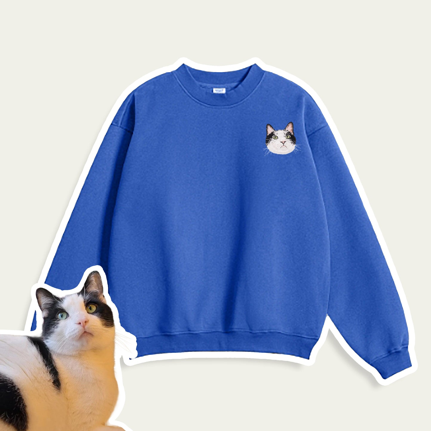 Custom Embroidered Pet Portrait Patch Sweatshirt
