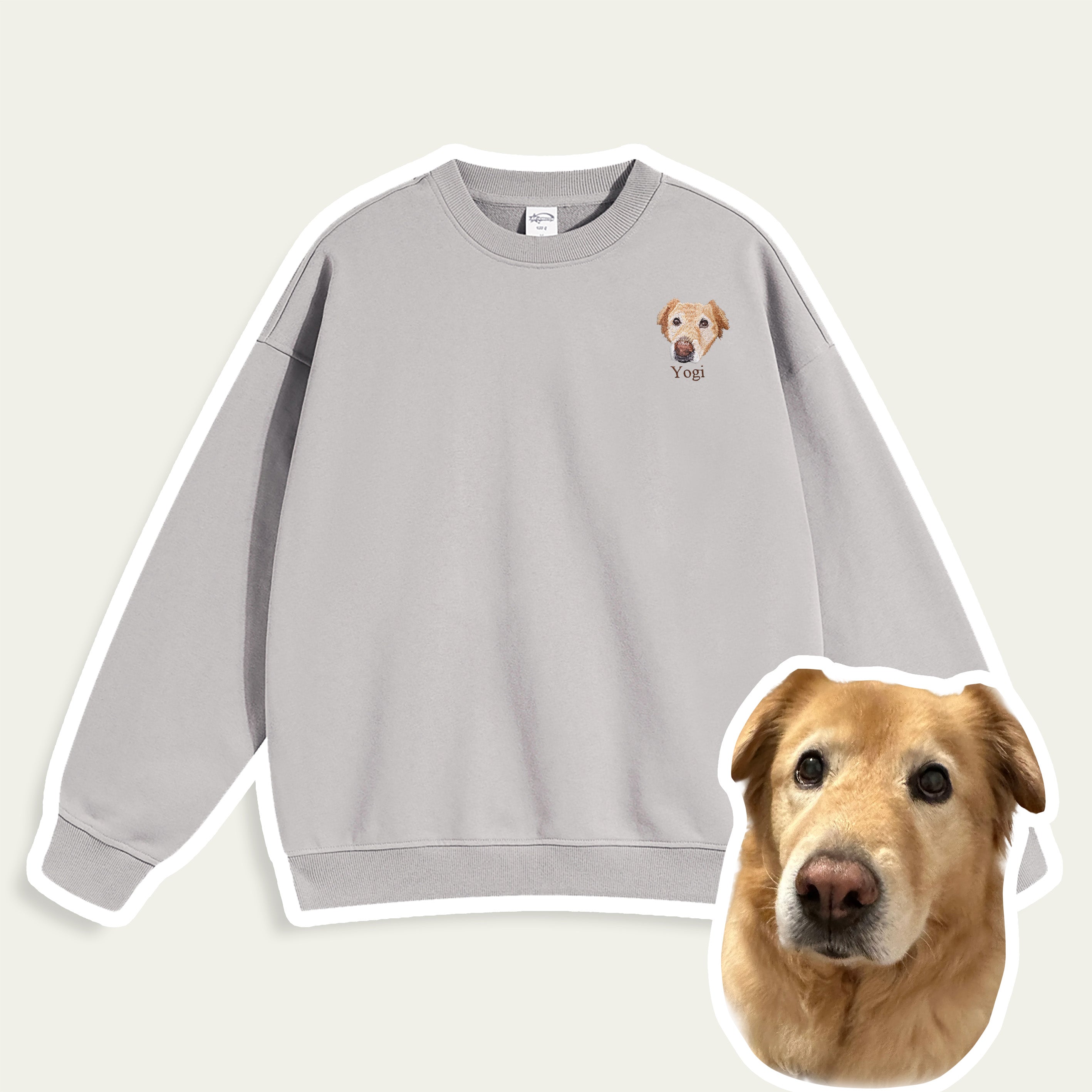 Custom Embroidered Pet Portrait Patch Sweatshirt – product photo 16 of a custom embroidered sweatshirt