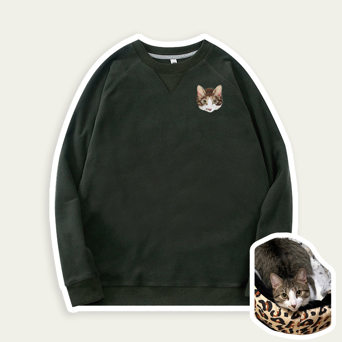 Op maat gemaakt geborduurd huisdierportret Sherpa Fleece Sweatshirt