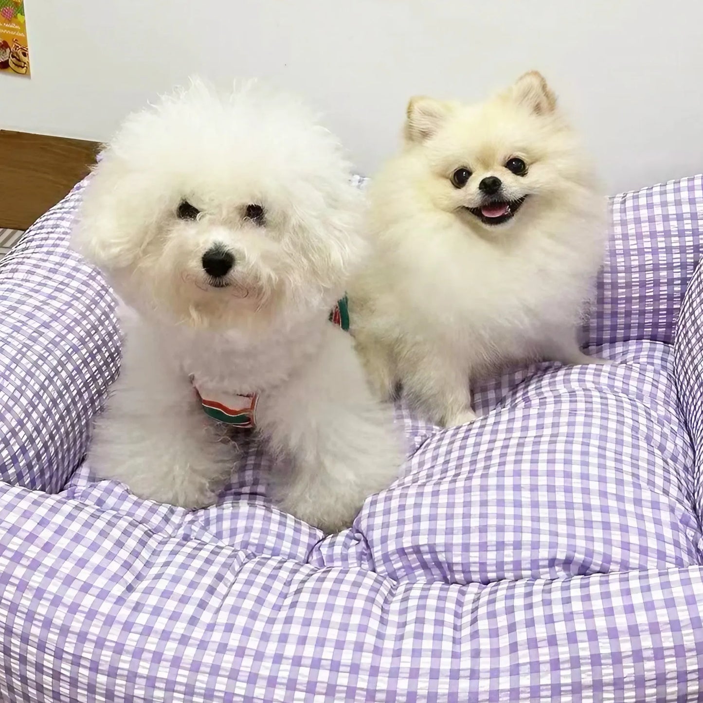 Purple Gingham Pet Bed
