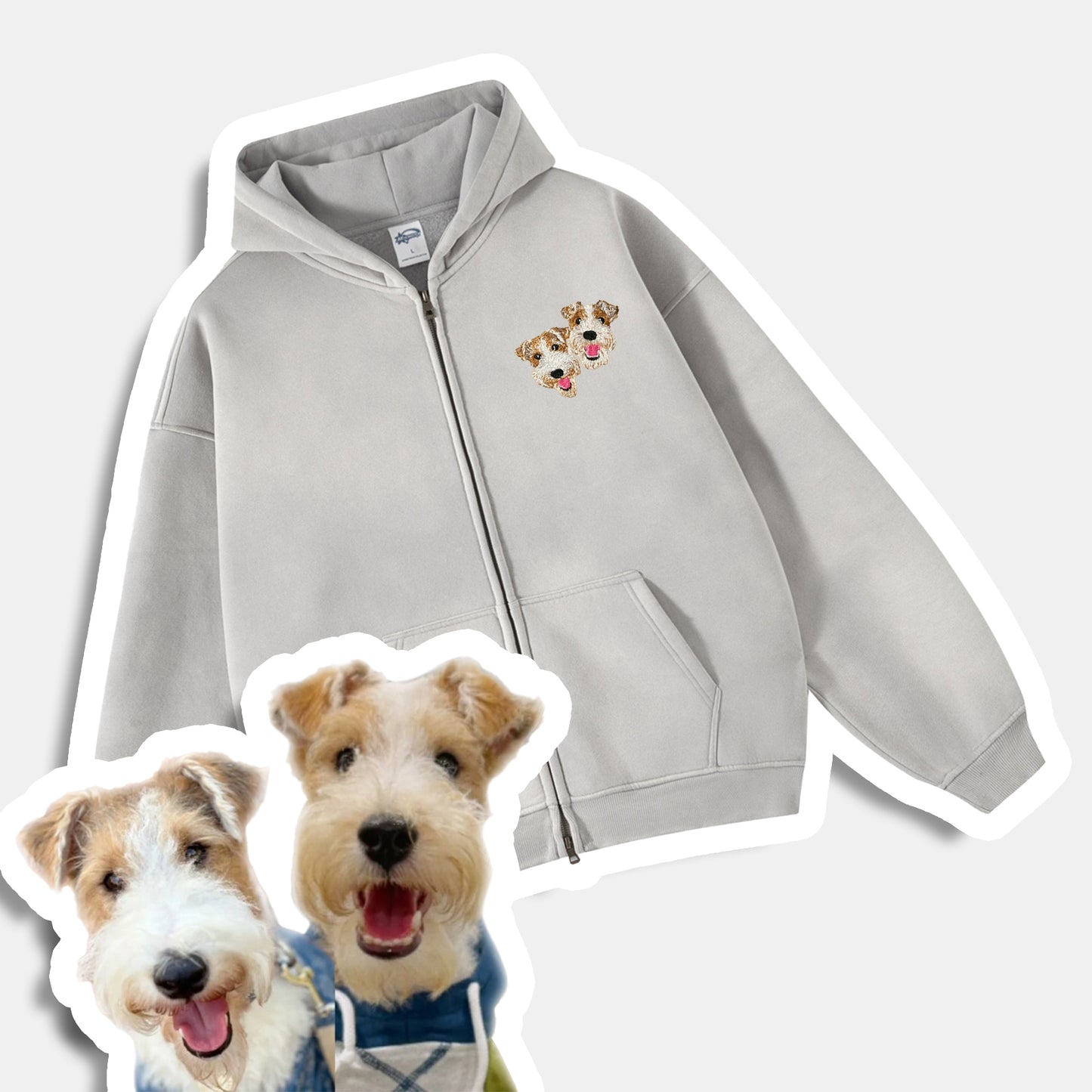 Aangepaste Pet Vintage Zip-Up Hoodie