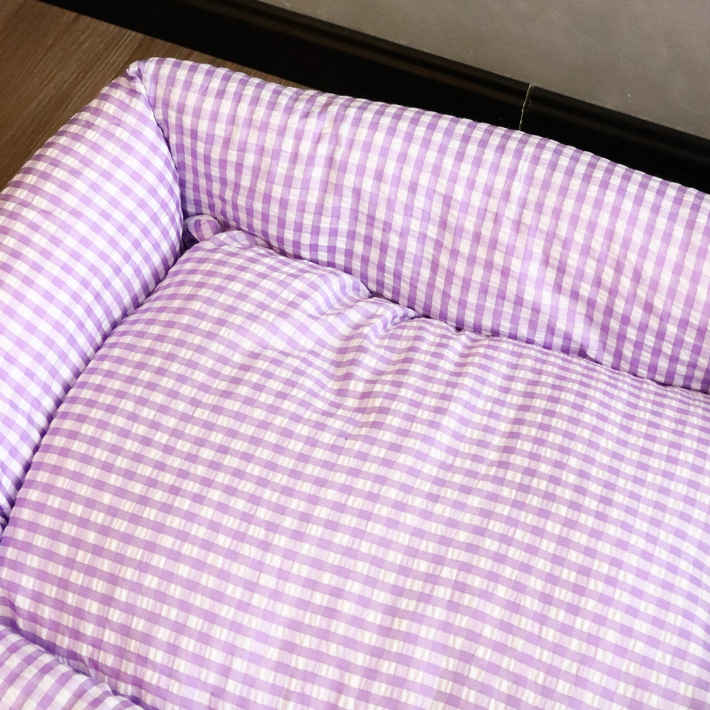 Purple Gingham Pet Bed