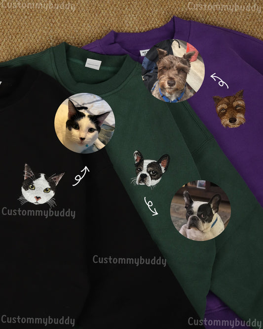 Custom Embroidered Pet Portrait Patch Sweatshirt
