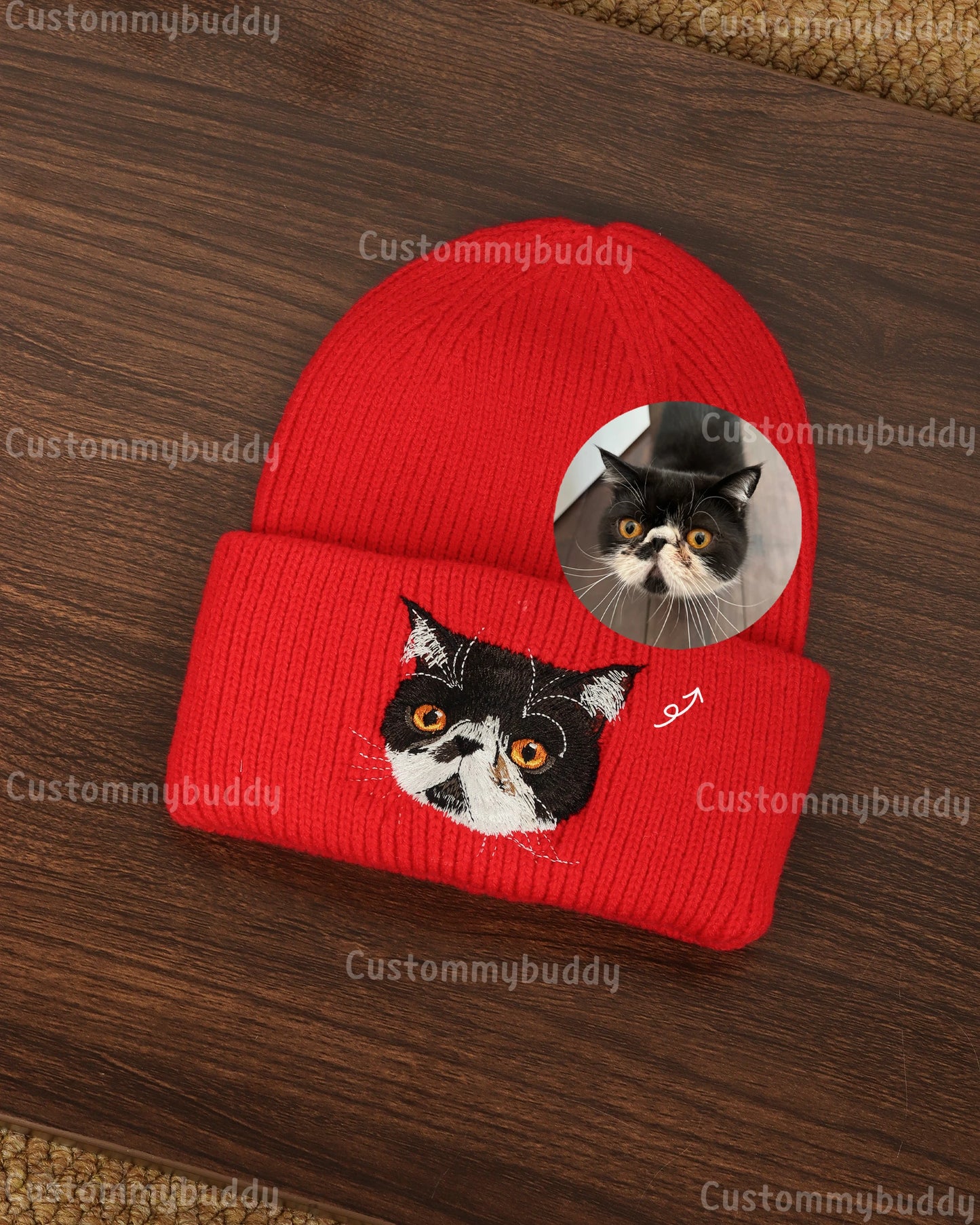 Custom Embroidered Pet Portrait Beanie Hat