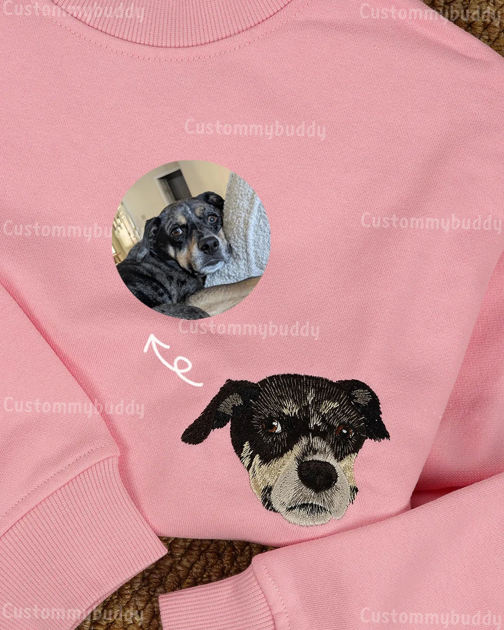 Custom Embroidered Pet Portrait Patch Sweatshirt