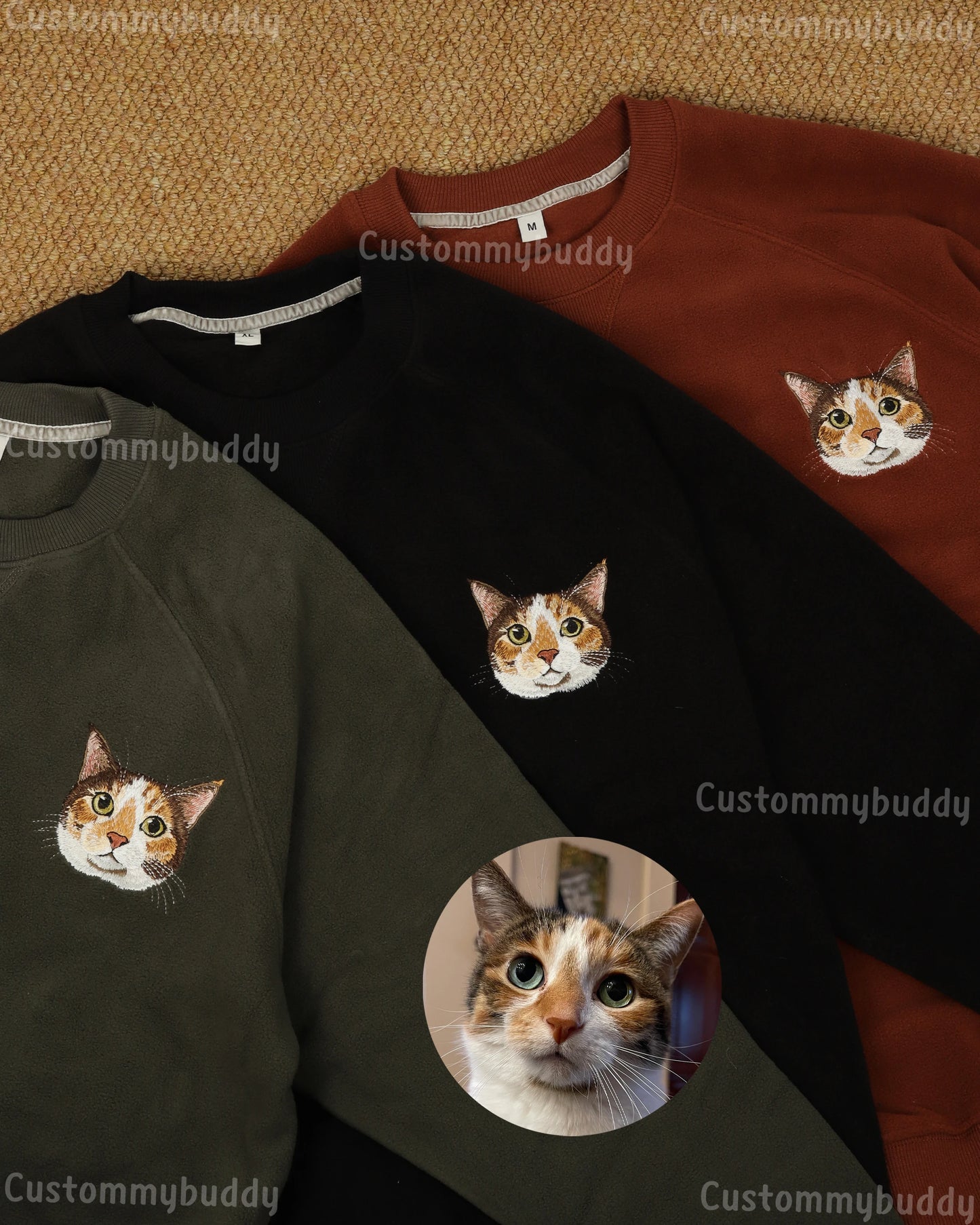 Custom Embroidered Pet Portrait Sherpa Fleece Sweatshirt