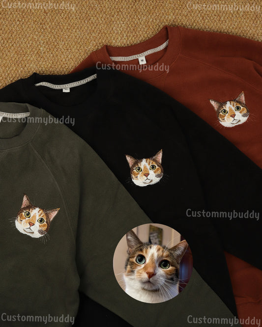 Custom Embroidered Pet Portrait Sherpa Fleece Sweatshirt
