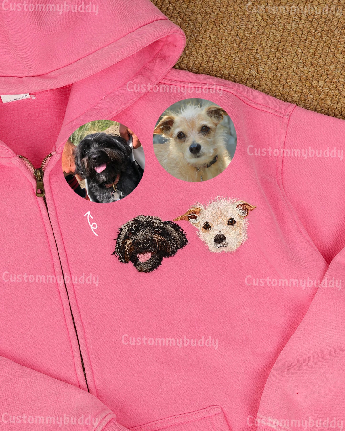 Custom Pet Vintage Zip-Up Hoodie
