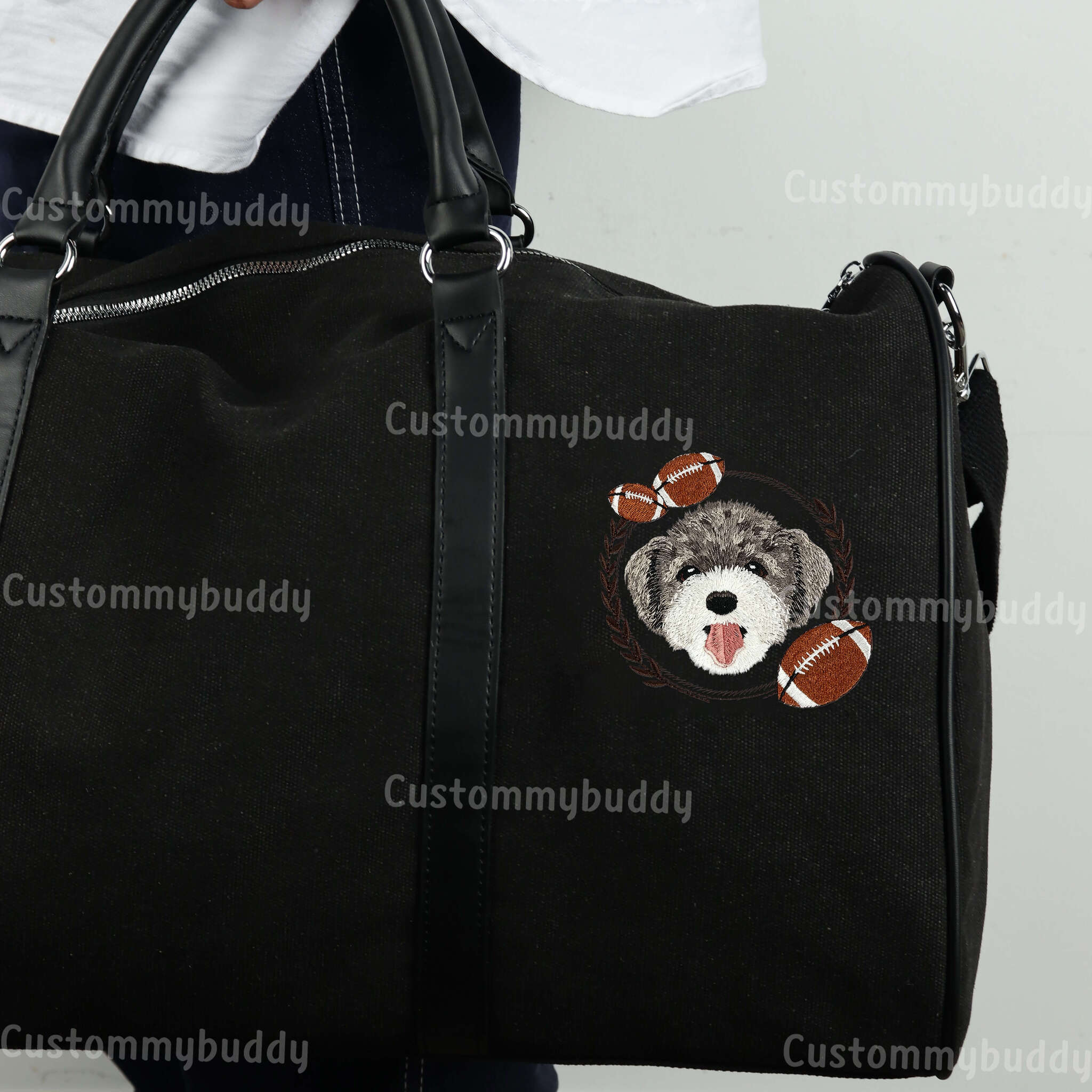 Custom Embroidered Pet Weekender Bag – product photo 3 of a custom embroidered bag