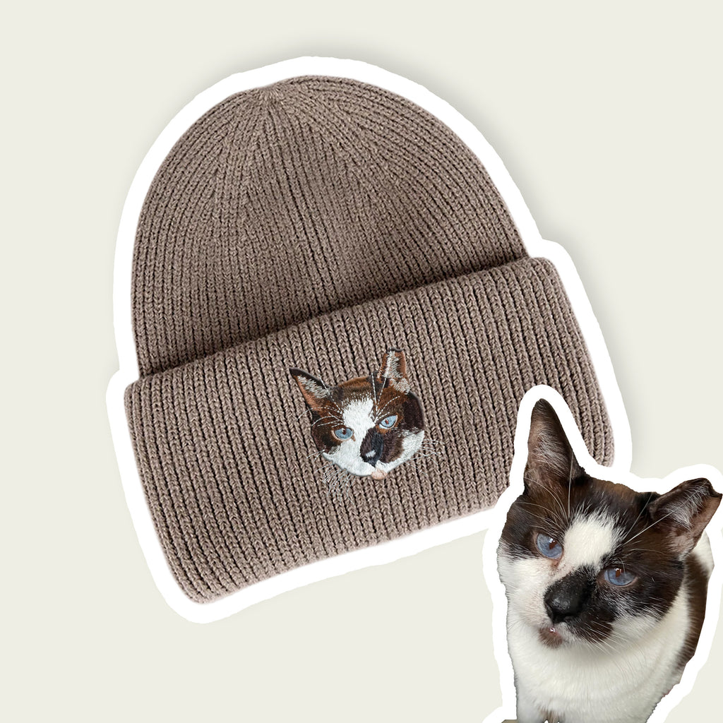 Custom Embroidered Pet Portrait Beanie Hat – product photo 8 of a custom embroidered beanie