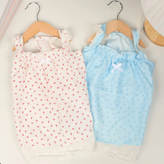 Lace Trim Bow Strap Dress