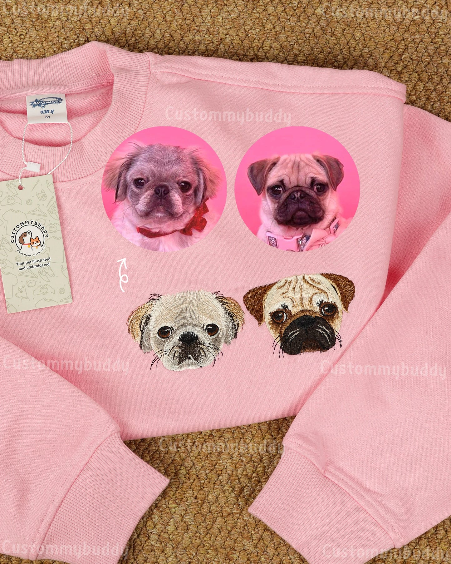 Custom Embroidered Pet Portrait Patch Sweatshirt