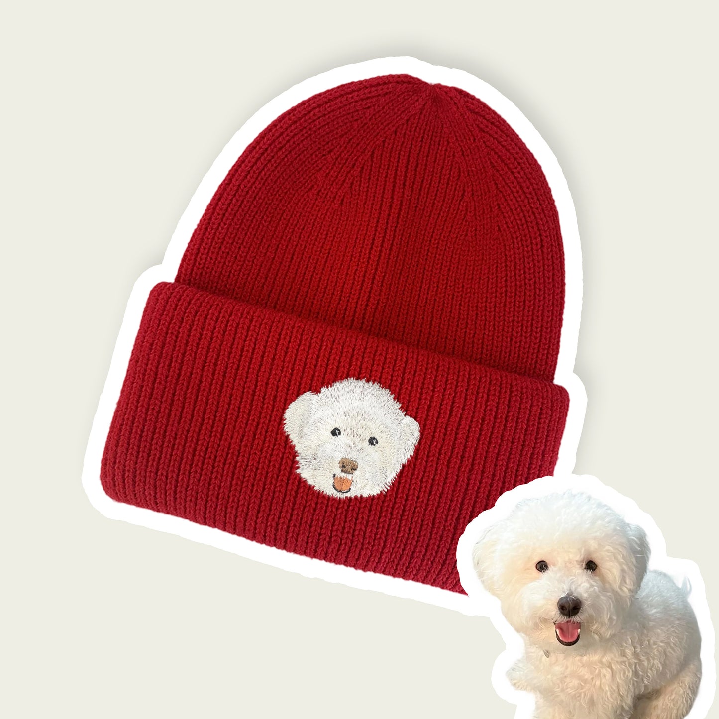 Custom Embroidered Pet Portrait Beanie Hat