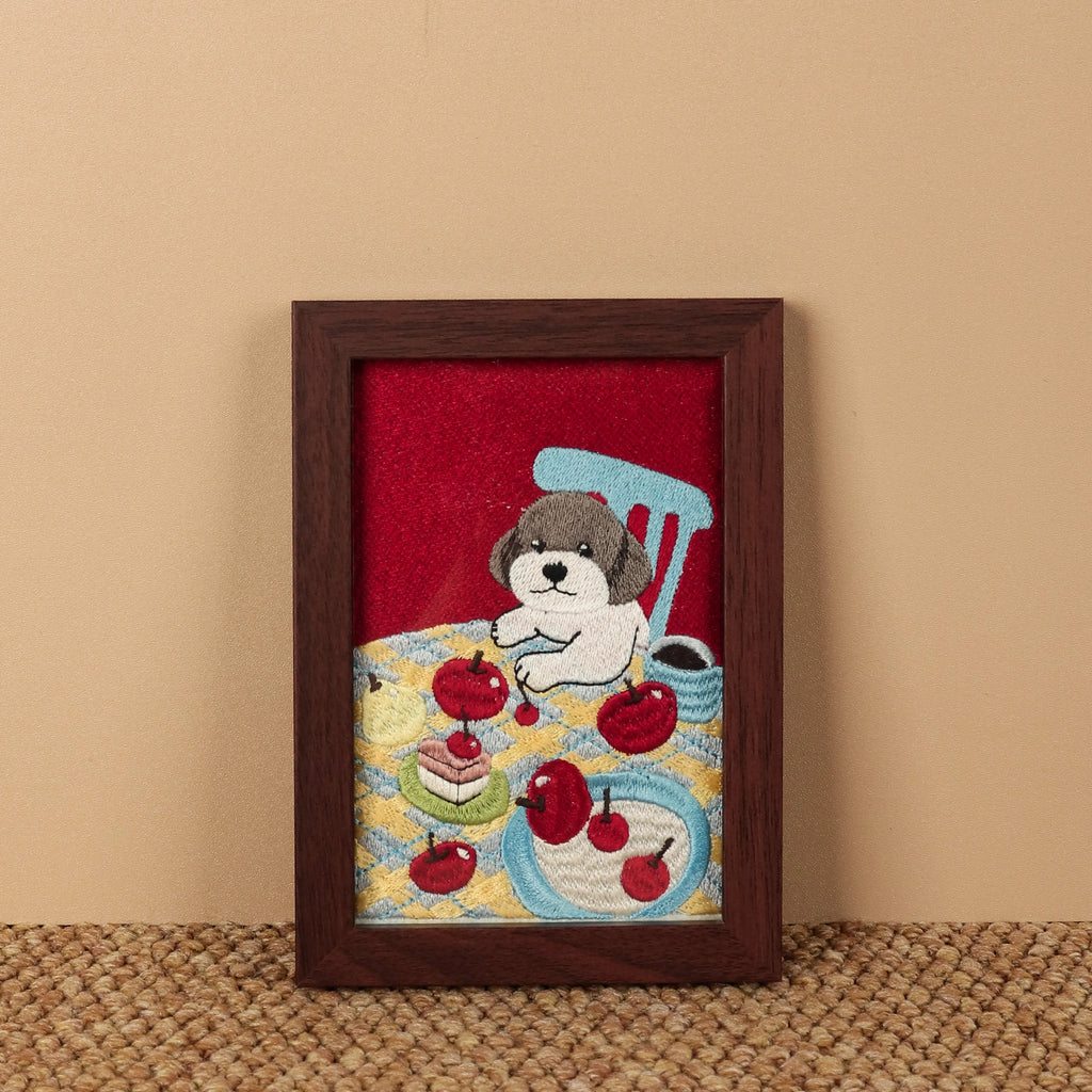 Custom Embroidered Framed Photo – product photo 4 of a custom embroidered pet portrait frame